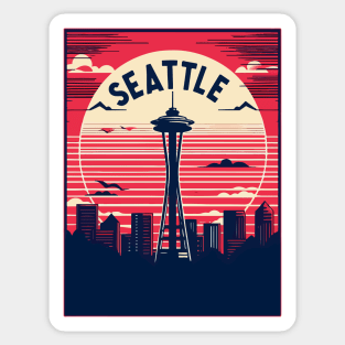 Seattle Space Needle Cityscape Retro Vintage Sticker